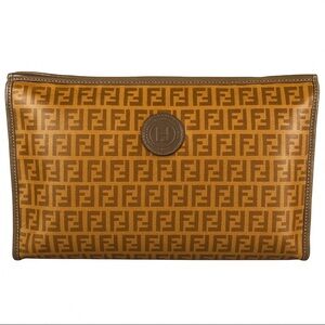 Fendi Vintage Zucchino Monogram Leather Clutch Bag